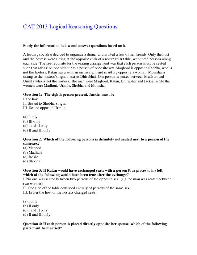 Logical Reasoning Questions With Solutions Pdf